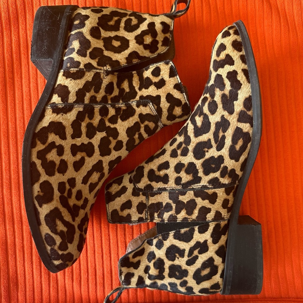 Franco Sarto Leopard Print Booties | Size 8 | Real Fur (Dyed Cow Hair)